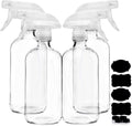 Clear Glass Spray Bottles for Cleaning Solutions (4 Pack) - 16 Ounce, Refillable & Reusable Sprayer for Essential Oil, Water, Kitchen, Hair.