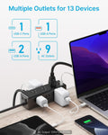 CCCEI Desk Clamp Power Strip with 9 Outlets, Desktop Edge Mount Surge Protector with USB-A and USB-C Ports, Widely Spaced Desk Outlet Fast