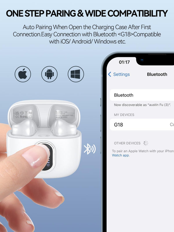 Wireless Earbuds Bluetooth 5.3 Headphones 42 Hrs Playtime with LED Display, Hifi Stereo Wireless Earphones with 4 ENC Noise Cancelling Mics, IPX7