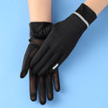 IPENNY Women Summer UPF 50+ UV Sun Protection Gloves 2 Fingers Flip Mesh Cooling Breathable Touchscreen Anti Slip Mittens Black