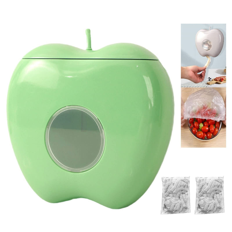Plastic Food Wrap Storage Box with 200Pcs Fresh Keeping Bags, Kitchen Wall Mounted Wrap Bag Organizer and Storage (GREEN)