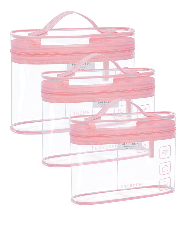 BAGSMART TSA Approved Toiletry Bag, 3 Pack Clear Makeup Cosmetic Bag Organizer, 
