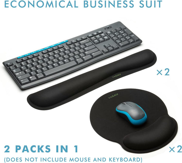 Comfy Mee Premium Memory Foam Keyboard and Mouse Wrist Rest Pads Set- for Comfortable Typing &Wrist Pain Relief (Pack of 2) Black 2P-Keyboard and