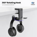 3-in-1 Headset&Controller Holder - EURPMASK Upgraded PC Gaming Headset Stand, Adjustable Clamp-on Headphone Holder,Headphone Controller Hook Under