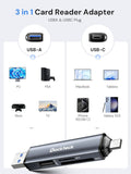 Dockteck SD Card Reader, 5G Super Speed USB3.0 SD/TF Card Reader, 3-Slot USB A/C to SD/Micro SD/USB A Memory Card Reader for UHS-I SD/Micro