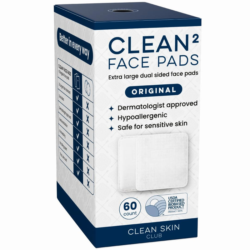 Clean Skin Club Clean² Pads 2.0 [NEW & Improved Edges] Guaranteed Not to Shed & Tear Face Pads, Unique Triple Layers, Textured & Ultra Soft Side,