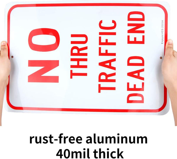 Large No Thru Traffic Sign, Dead End Sign, 18"X 12" .040 Rust Free Aluminum Ã¢ÂÂ Reflective, UV Protected and Weatherproof