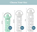 Lifefactory 12-Ounce Glass Water Bottle with Active Flip Cap and Protective Silicone Sleeve, Mint