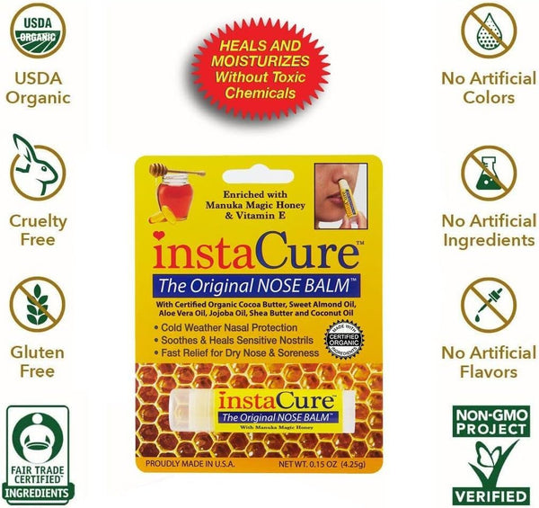 Original Nose Balm. Fast Relief for Cracked Dry & Sore Noses with Raw Manuka Honey Vitamin E Shea Butter Aloe Vera Oil. Heals DogÃ¢ÂÂS Dry Cracked