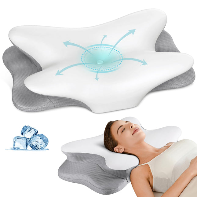 Cervical Neck Pillow for Pain Relief - Ergonomic Side Sleeper Pillow for Neck Su
