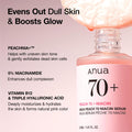 Anua Peach 70 Niacinamide Serum, Daily Glow Serum For Face, Skin Tone & Dullness Care with Vitamin B12, Lightweight, Hydrating For Glass Skin