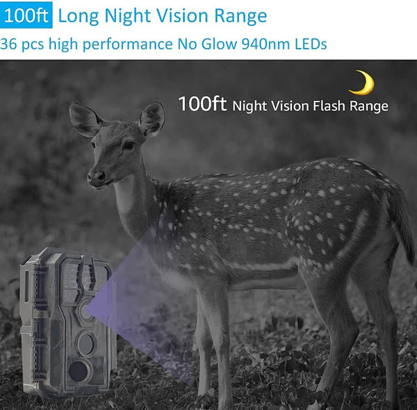 GardePro E5 Trail Camera (Non-Cellular, Non-WiFi), 48MP Photo & 1296P HD Video, 0.1s Trigger, 100ft No-Glow Night Vision, Motion Activated