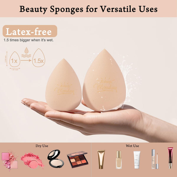 Real Perfection Makeup Sponge Set Blender Sponges, Latex-Free Beauty Makeup Sponges 7 Pcs with 1 Travel Container Case for Blending Foundation