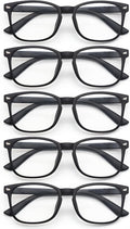 Blue Light Glasses for Woman Men, 99% Blocking Square Frame 5 Pairs | Anti Eyestrain & UV Glare Protection, Computer Blue Light Blocking Glasses