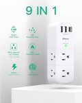 USB Outlet Extender Surge Protector - Mifaso Rotating Plug, 6 AC Multi Plug and 3 USB Ports (1 C), 1800 Joules, 3-Sided Swivel Power Strip Spaced