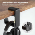 EURPMASK Rotating Headphone Stand - PC Gaming Headset Holder, Adjustable Clamp-on Under Desk Hanger With 360 Degree Swivel & Cable Clip Organizer