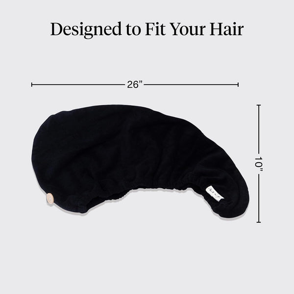 Kitsch Microfiber Hair Towel Wrap for Women - Black Black 1 Count