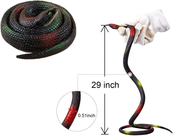 Realistic Rubber Snakes to Keep Birds Away - 4 Pieces 29 Inch Fake Snake Toys for Garden Props to Scare Birds, Mice, Squirrels,Pranks, Halloween
