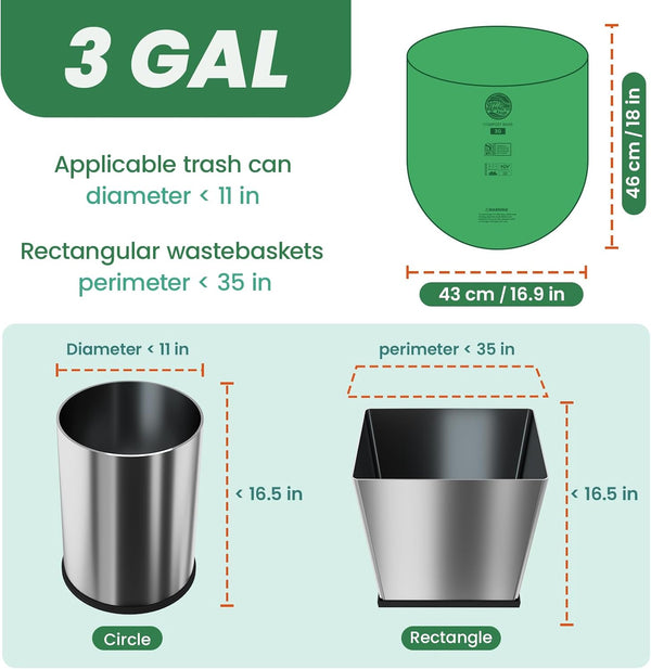 Compost Bags 3 Gallon,100 Count,Compost Food Scrap Waste Bags Fits Countertop Bin,Small Kitchen Food Scrap Waste Bags,Compost Bin Bags,Certified