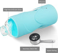 32 OZ Borosilicate Glass Water Bottle BPA Free Reusable Glass Drinking Bottle with Silicone Sleeve and Stainless Steel Lid Light Blue