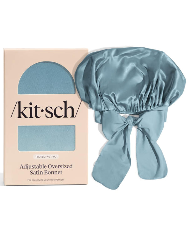 Kitsch XL Satin Bonnet for Sleeping - Softer than Silk Hair Bonnet for Women - Secure Fit, Adjustable Night Cap for Curly & Textured Hair -