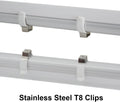 (24-Pack) JESLED T8 U Clips Holder Bracket for 8FT LED Light Bulbs, LED Fluorescent Tube Replacement Mounting Accessories, Stainless Steel Lamp
