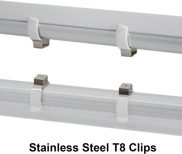 (24-Pack) JESLED T8 U Clips Holder Bracket for 8FT LED Light Bulbs, LED Fluorescent Tube Replacement Mounting Accessories, Stainless Steel Lamp