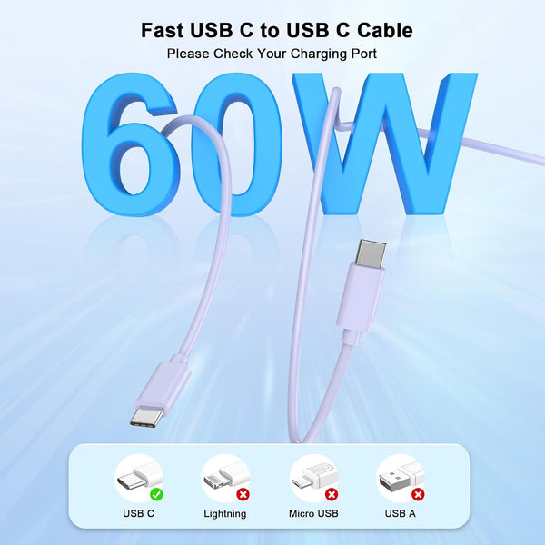 Matsusho iPhone 17 16 15 Charger Fast Charging 10 FT, 2 Pack 20W USB C Wall Charger with 10FT Type C Charger Fast Charging Cable for iPhone 17/17