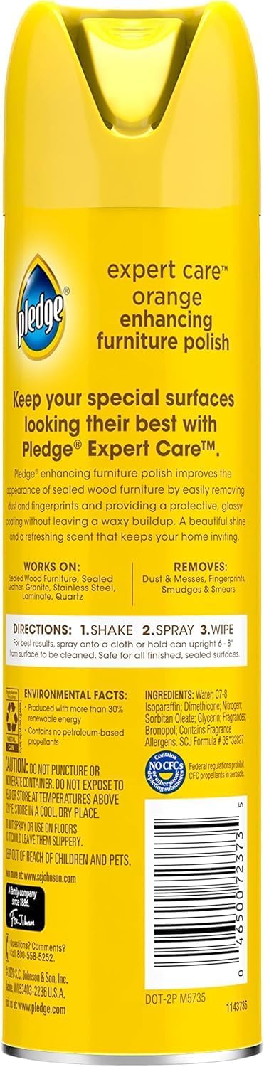 Pledge Enhancing Polish, Wood & Furniture Spray, Orange Scent, 9.7oz (Pack of 3) 9.7 Ounce (Pack of 3)