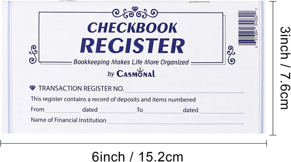 20 Pack Checkbook Register, Check Registers for Personal, Blank Ledger Transaction Registers for Personal or Business Bank, Check Register Book