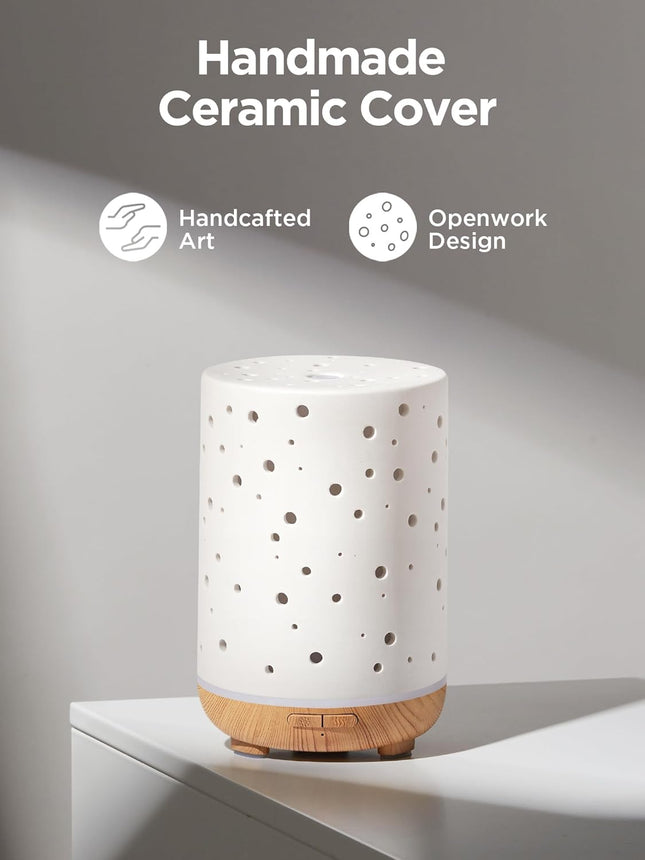 Innogear Essential Oil Diffuser, 150Ml Ceramic Ultrasonic Air Humidifier Cool Mi