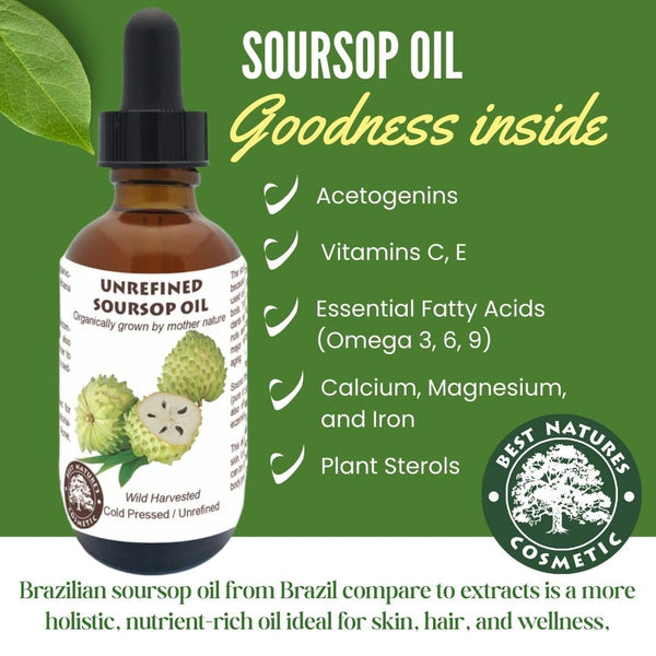 Virgin Soursop Oil (Anona Muricata, Graviola, Guanabana) – 100% Pure, Organic, Cold-Pressed, Unrefined – 1oz - 30ml – Natural Facial Oil &