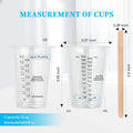 100 PACK Plastic Measuring Cups, 10 oz Disposable Mixing Cups with 100 Wooden Mixing Sticks, Can Be Used for Epoxy Resin, Liquid Measuring, Paint,