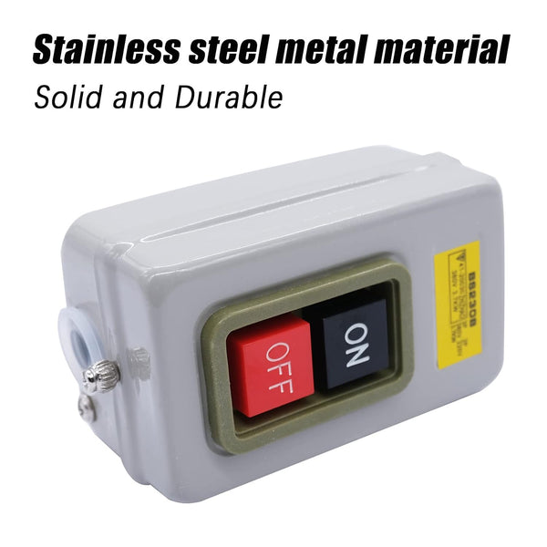 mxuteuk AC 220V/380V Push Button Switch On/Off Start Stop Switch 3 Phase Self Lock Electric Motor Switches Mechanical Equipment Control Station