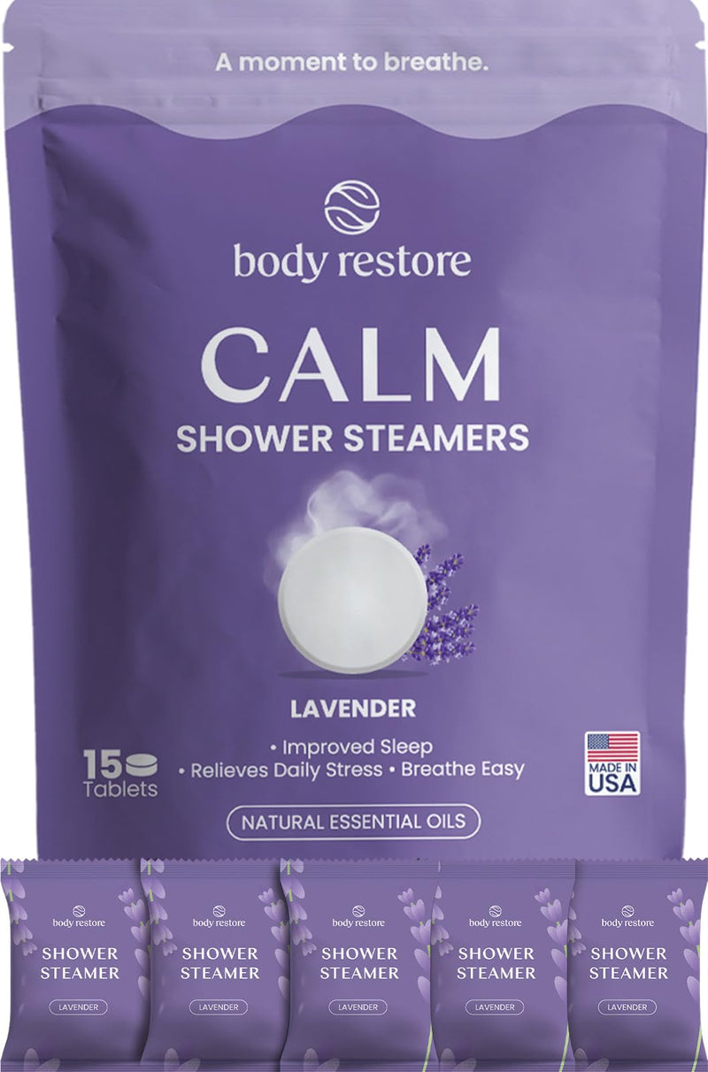 BodyRestore Shower Steamers Aromatherapy, Self Care Gifts, Calm 15 Pack | Birthday Gifts for Women & Men, Spa Relaxation & Stress Relief Sleep