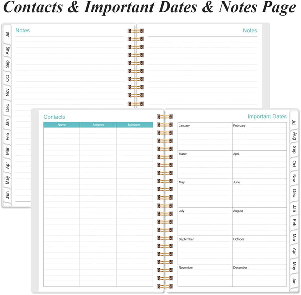2026-2027 Appointment Book - 2026-2027 Daily Hourly Planner from July 2026 - June 2027,12 Monthly Tabs, Inner Pocket, 6.4" x 8.5", Black Flower