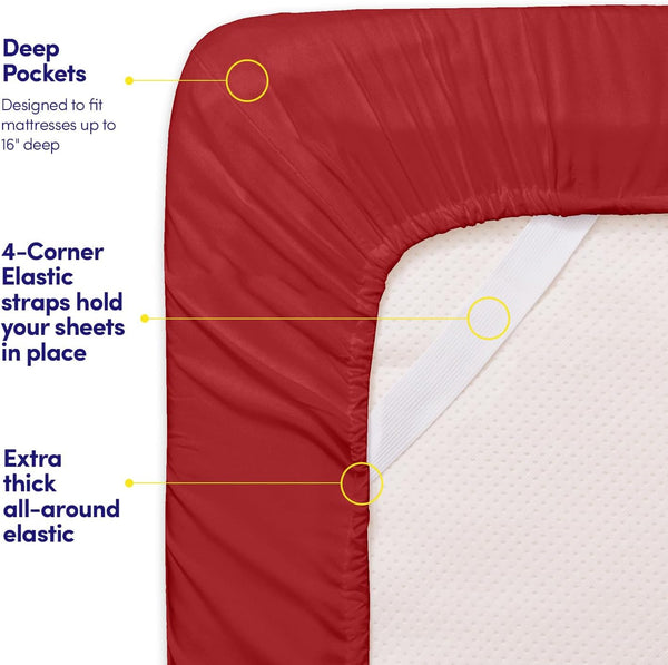 1500 Supreme Collection Bed Sheet Set - Extra Soft, Elastic Corner Straps, Deep Pockets, Wrinkle & Fade Resistant Hypoallergenic Sheets Set,