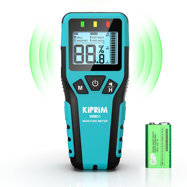 Kiprim Pinless Moisture Meter Home Moisture Level Tester Damp Meter for Floor,Wood, Walls, Concrete â Accurate Non-Des