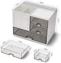 QIYVLOS Desk Organizer with 3 Drawer, Multi-Functional Pencil Pen Holder for Desk, Desk Organizers and Storage with 8 Compartments, Desktop