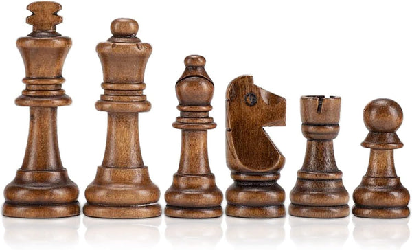 AMEROUS Wooden Chess Pieces Only, Staunton Style Wood Chessmen with 3.15" King - Storage Bag - Gift Packed Box, Tournament Chess Game Pawns for