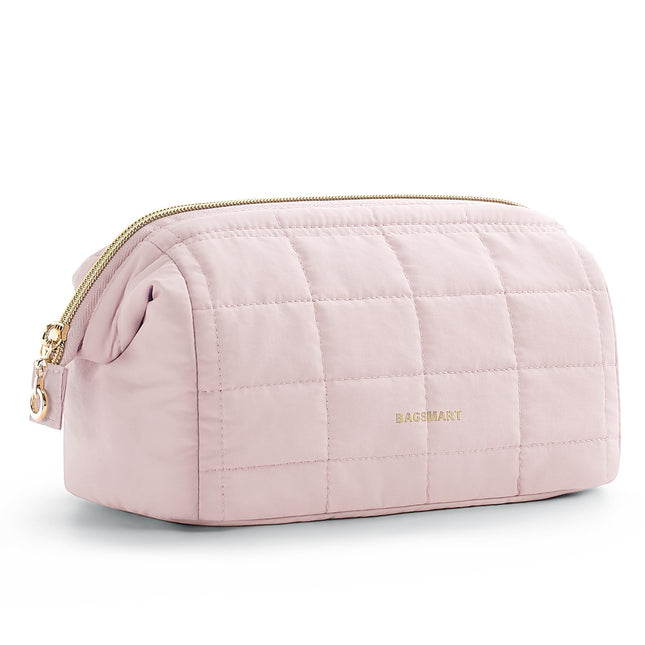 BAGSMART Makeup Bag Travel Toiletry Bag, Puffy Padded Make up Bags for Women Makeup Organizer Case, Wide-Open Pouch Purs