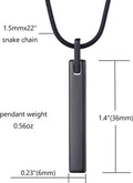 MOO&LEE Men's Tungsten Steel Bar Pendant Necklace with 22 Inches Stainless Steel Snake Chain Black