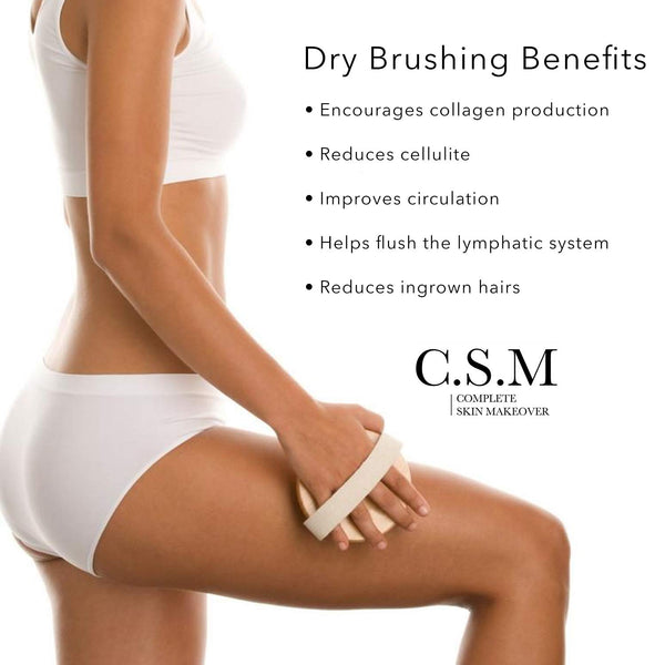 CSM Dry Body Brush - Natural Bristle Exfoliating Brush for Skin Renewal, Lymphatic Support and Circulation Boost - Sustainable Choice Dry Brushing