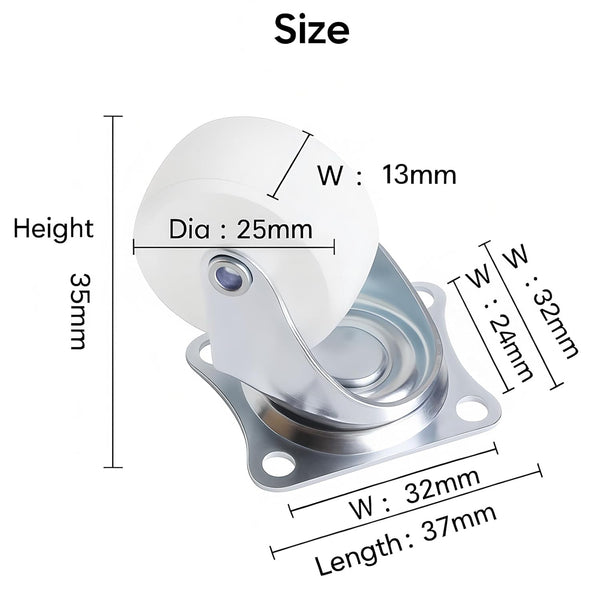 HOWDIA 1" Small Caster Wheels Swivel Casters Trolley Wheels for Furniture Project Cart, Industrial Casters Single Wheel with Rubber Base Ball