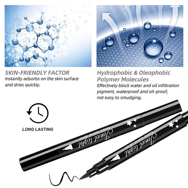 Go Ho Black Liquid Eyeliner Stamp,Star Stamp Eyeliner Makeup,Double-Side Waterproof Eyeliner Pen,Long-lasting Smudge-proof Tattoo Tools,Black Eye