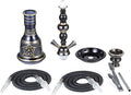 20" Hookah set - 2 Hose Premium Shisha Hookah Kit with Glass Vase, Ceramic Bowl and Coal Tongs Ashtray for Better Shisha Narguile Smoking (Black)