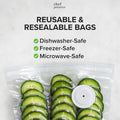Chef Preserve Compact Vacuum Sealer for Food (Vacuum Sealer Machine + 10 Reusable Vacuum Bags) Powerful Handheld Vacuum Sealer Machine, Seal Meal