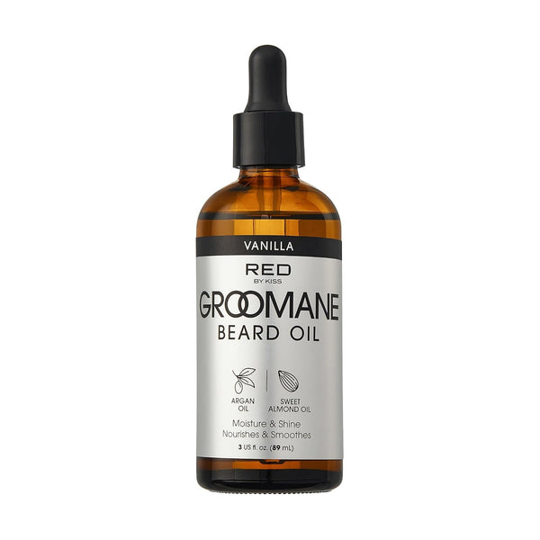 Red by Kiss Groomane Beard Oil, Argan Oil & Sweet Almond Oil, Paraben & Phthalate-Free, Hydrates, Softens Healthy Smooth Beard Hair (3 Fl.Oz, Vanilla)