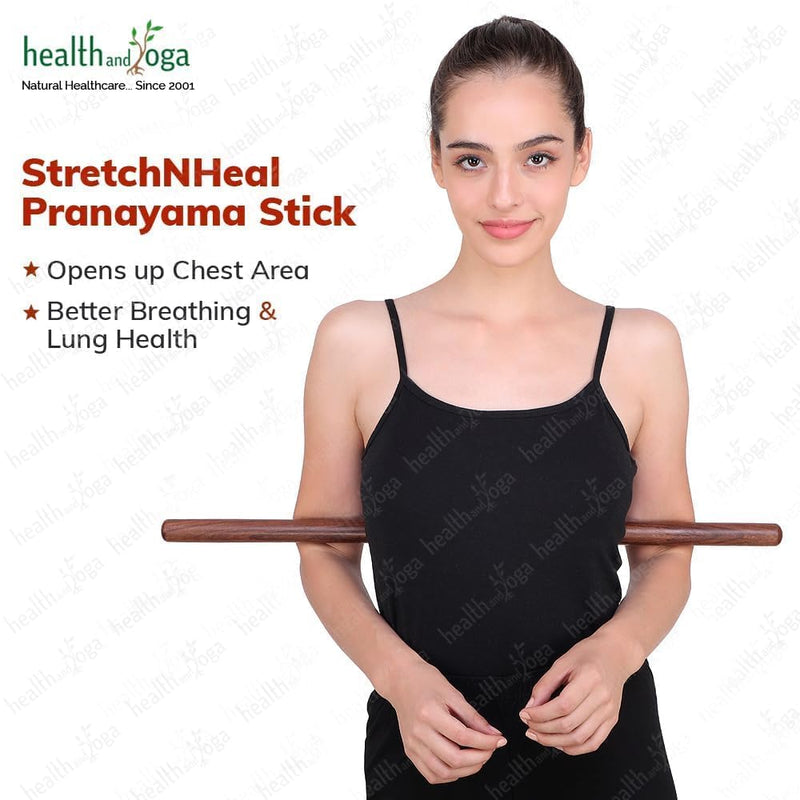 Healthandyoga™ Stretchnheal Collapsible Multi-Use Wooden Yoga Stick - Regular and XL - Portable Posture Corrector Pole, Stretch Mobility Stick, Physical Workout Exercise Dowel