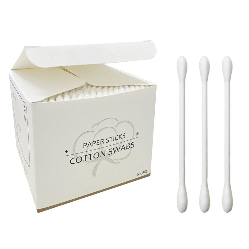 Cotton Swabs with Paper Sticks 1000ct, Double Round Cotton Buds for Beauty& Personal Care 1000pcs